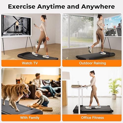 SupeRun Walking Pad, Under Desk Treadmill, 3 in 1 Portable Treadmill with Remote Control LED Display, 2.5 HP Quiet Walking Jogging Machine for Office Home Use, 250 Lbs Capacity - 10-Black thumbnail 9