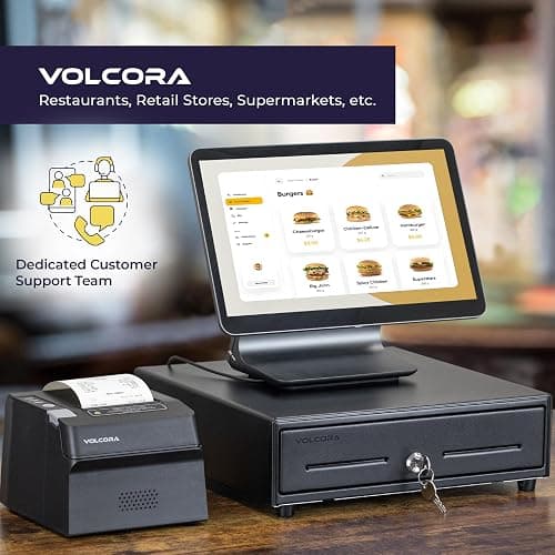 Volcora 13" Electronic Cash Register Drawer for Point of Sale (POS) System with 4 Bill 5 Coin Cash Tray, Removable Coin Compartment, 24V, RJ11/RJ12 Key-Lock, Media Slot, Black - for Small Businesses thumbnail 6