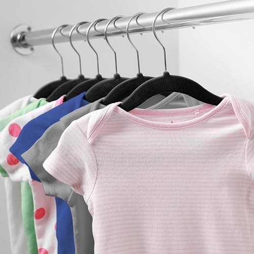 Casafield 50 Velvet Baby Hangers - 11" Size for Infant & Toddler Clothes - Black - Black thumbnail 2