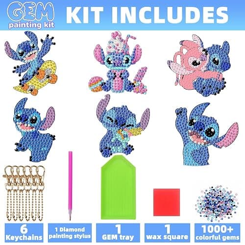 LWZAYS Diamond Art Kits for Kids, 5D Gem Art for Kids Ages 4-8, 6 PCS Double Sided Diamond Art Keychains, Arts and Crafts for Kids Ages 8-12 Boys Girls Birthday Gifts thumbnail 3