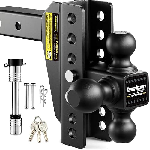 HANDNAM Drop Hitch Adjustable Trailer Hitch, Tow Hitch with 6-Inch Drop/Rise for Truck (16,500 LBS GTW), Adjustable Drop Hitch Fits 2-Inch Receiver, Trailer Hitches with Double Anti-Theft Pins Locks - Image 1