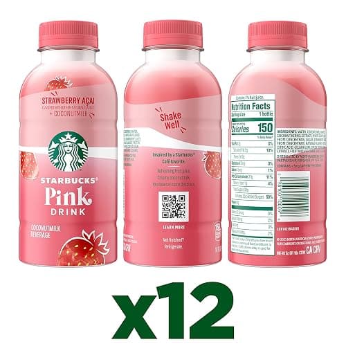 Starbucks Pink Drink, Strawberry Acai with Coconut Milk, 14oz Bottles (12 Pack) thumbnail 3