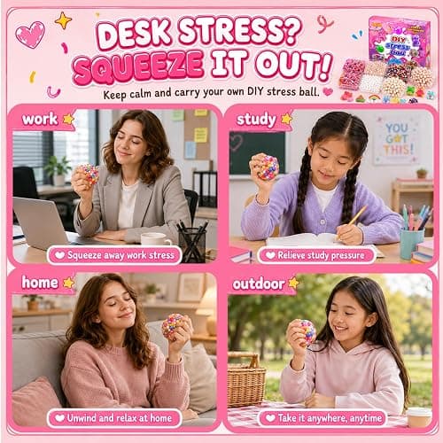 DIY Stress Ball Making Kit with Fillers –15PCS Stress Ball Squishy Making Kit Includes 15Empty Squishy Skins, 18Fillers, Air Pump & Expanded Tool for Adult ASMR Anxiety Relief & Sensory Play thumbnail 5