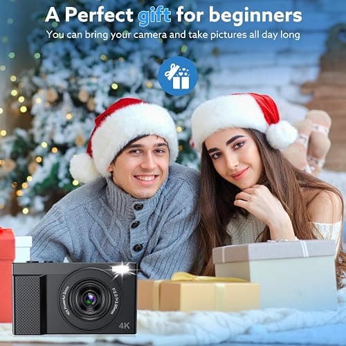 4K Digital Camera for Photography, 64MP Vlogging Video Camera for YouTube with 3'' 180°Flip Screen, 64GB Micro SD Card, 16x Digital Zoom,Point Shoot Compact Travel Vintage Cameras thumbnail 8