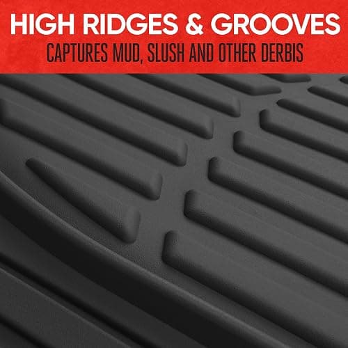 Motor Trend FlexTough Floor Mats for Cars, Black Deep Dish All-Weather Car Mats, Waterproof Trim-to Fit Automotive Floor Mats for Cars Trucks SUV, Universal Floor Liner Car Accessories thumbnail 3