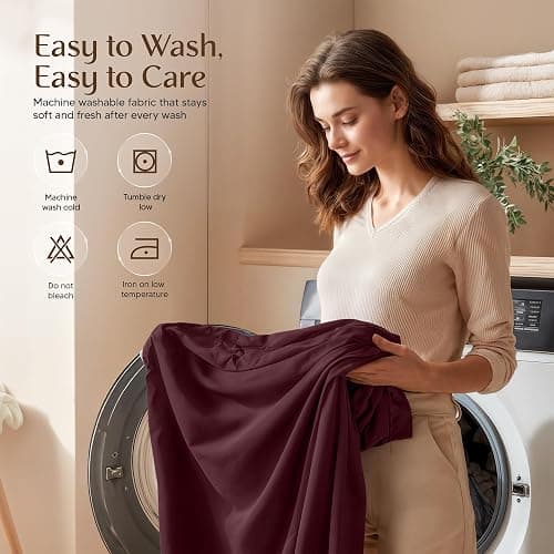 Utopia Bedding Queen Sheet Set – 4 Piece Bed Sheets for Queen Size Bed, Soft and Breathable Microfiber, Includes 1 Fitted Sheet, 1 Flat Sheet and 2 Pillowcases (Burgundy) thumbnail 6
