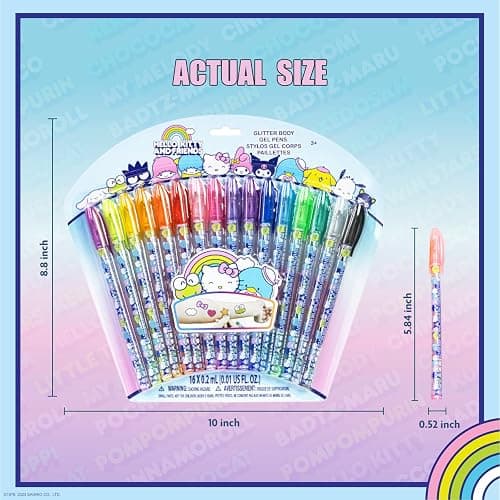 Hello Kitty and Friends 16 Piece Glitter Pen Body Art Set, Glittery and Bright Colors, Ages 3+ by Townley Girl thumbnail 3