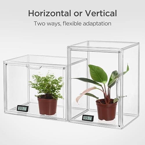 HBlife Mini Greenhouse for Indoor, Clear Stackable Green House with Magnetic Waterproof Door for Small Plants Nursery Germination, Tabletop Portable Greenhouse, 14.1x8.6x10.6 Inch (1 Pack) thumbnail 7