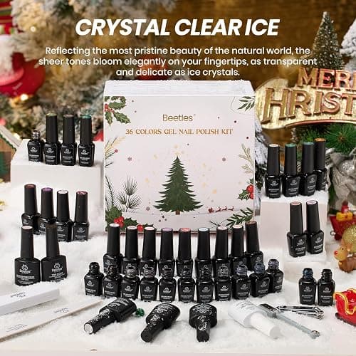 Beetles Frostglaze Veil Jelly Gel Nail Polish Set, 53PCS 36 Colors Christmas Gel Nail Kit Nude Pink Milky White Red Black Blue Green Silver Cat Eye Base Glitter Glossy Matte Top Coat Gift for Women thumbnail 2