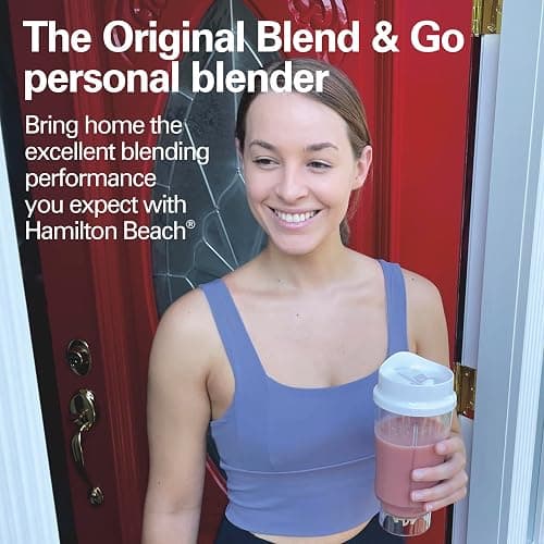 Hamilton Beach Portable Blender for Shakes and Smoothies, 14 Oz BPA Free Travel Cup & Lid, Durable Stainless Steel Blades, Personal Smoothie Blender, White ( 51101V) thumbnail 3