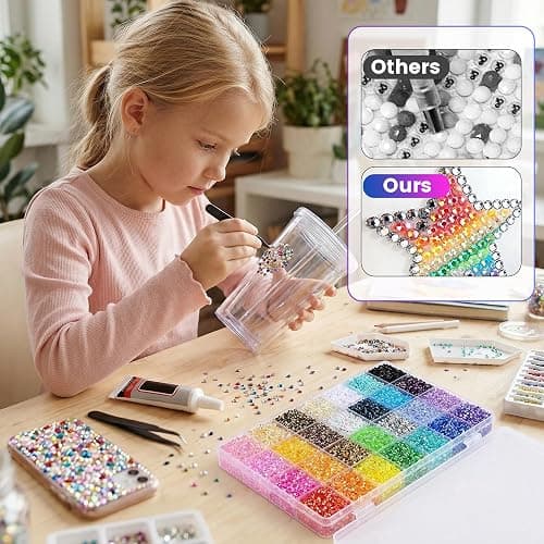 Bedazzler Kit with Rhinestones, DIY Resin Rhinestone Kit for Bedazzling, Multicolor 3mm Flatback Gems with 3Pcs B7000 Jewelry Glue for Diamond Art, Bedazzled Nail Art Crafting Makeup (30000) thumbnail 2