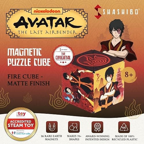 SHASHIBO Avatar The Last Airbender Shape Shifting Box - STEM Magnetic Fidget Cube That Transforms Into Over 70 Shapes, Download Fun in Motion Toys Mobile App (Fire) thumbnail 3