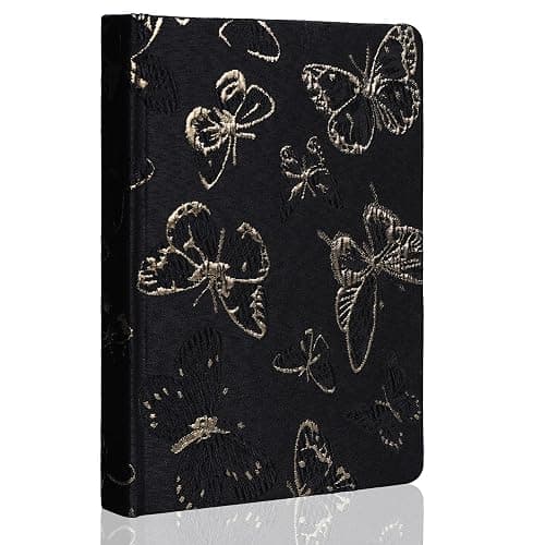 TIEFOSSI A5 Embroidered Fabric Journal for Women Men, College Ruled Journals for Writing, Butterfly Hardcover Notebooks for Work Business Home School - Image 1