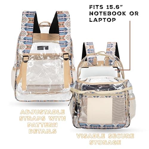 Wrangler Clear Backpack for Girls- Water Resistant Clear Bookbag, Plastic See Through Backpack for Stadium Events and School thumbnail 5