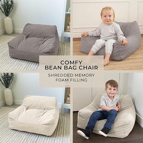 ZICOTO Soft Memory Foam Bean Bag Chair for Toddlers - Trendy Kids Chair and Baby Lounger for Nursery, Playroom, or Living Room Decor thumbnail 3