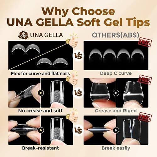UNA GELLA Square Fake Nails, 504pcs Gel Nail Tips Clear Press on Nails Pre-shape for Full Cover Square Nails French False Nails For Nail Extension Nail Art Home DIY 12 Sizes False Gelly Tips thumbnail 5