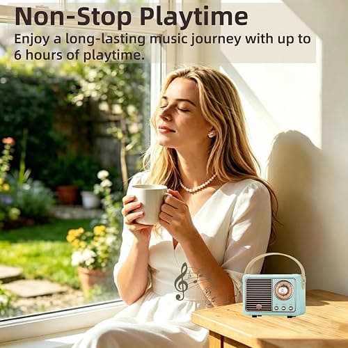 Baolira Retro Bluetooth Speaker, Vintage Decor, Gifts for Teen Girls Women | Small Portable Speaker, Wireless Speaker, HD Stereo Sound, Retro Decor for Home Bedroom Kitchen, Gifts for Teen Girls Women thumbnail 4