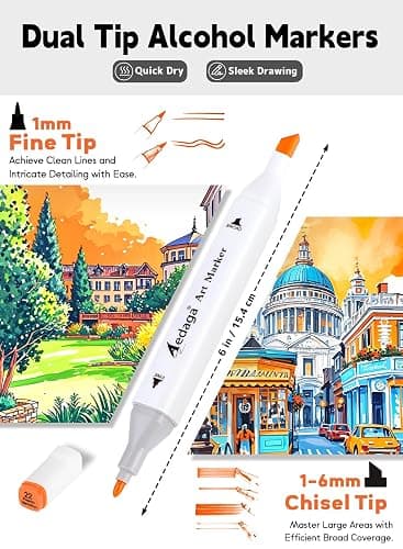 168 Colors Alcohol Markers with Free APP Dual Tip Art Coloring Markers Set | Kickstand Case | Chisel and Fine Tip | Alcohol-Based | Drawing Markers for Adults Artists | Illustration Sketching Painting thumbnail 2