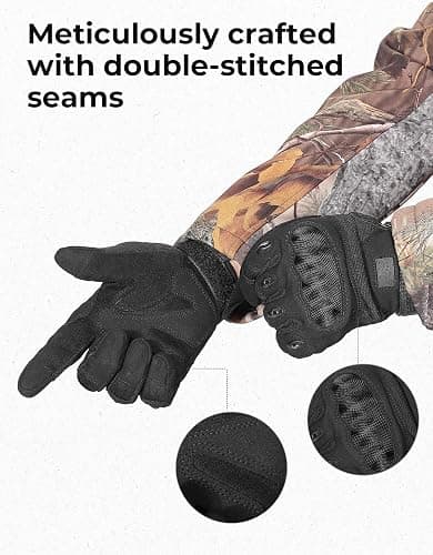 KEMIMOTO Tactical Gloves for Men, Touchscreen Motorcycle Gloves with Hard Shell & Palm Padding for Sports Motorcycle Cycling Tactical Airsoft Paintball Hunting Hiking Camping Climbing thumbnail 6