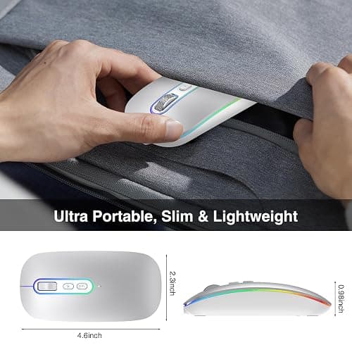 cimetech Souris Bluetooth Rechargeable, Souris sans Fil, Souris Silencieux de Double Modes (Bluetooth 5.1 + USB 2.4G) 3 DPI pour MacBook/Tablette/iPad/Ordinateur Portable/PC/Notebook - Argent thumbnail 7