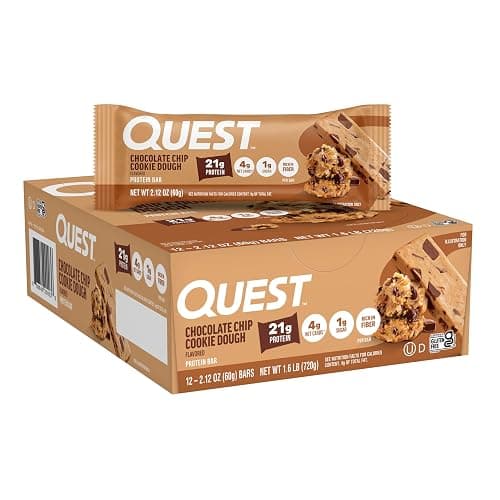 Quest Nutrition Chocolate Chip Cookie Dough Protein Bars, High Protein, Low Carb, Gluten Free, Keto Friendly, 12 Count - Image 1
