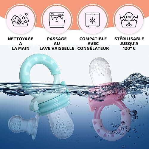 Bebi Born Grignoteuse Bébé Evolutive en Silicone Sans BPA - Tétine d'Alimentation Sécurisée pour Découverte des Aliments Solides - 3 Tailles 4-24 Mois - Soulage les Gencives - Rose thumbnail 6