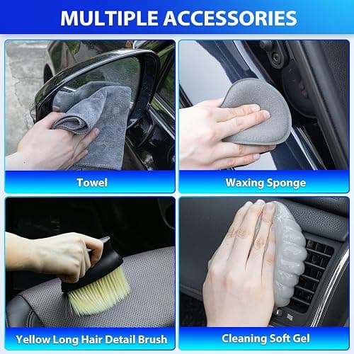 THINKWORK Car Cleaning Kit, Car Detailing Kit Interior Cleaner with High Power Handheld Vacuum, 10Pcs Detailing Brush and Storage Bag, Gray Auto Interior Cleaning Kit for Men thumbnail 8