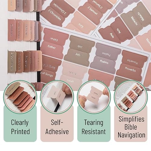 Mr. Pen- Bible Tabs, 75 pcs, Earthy Brown, Gold Foil Lettering, Laminated Bible Tabs for Women and Men thumbnail 5