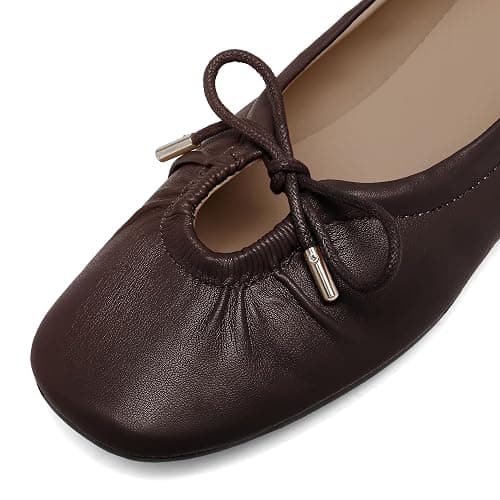 Riekhany Women Ballet Flats Square Toe Lace Up Bow Ballerina Shoes Cute Slip On Casual Mary Jane Shoes thumbnail 6