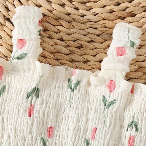 Mubineo Baby Girl Clothes Summer Dress Cotton Linen Romper Sleeveless Smocked Rompers Sun Dress Hat Skirt Boho Outfits thumbnail 4
