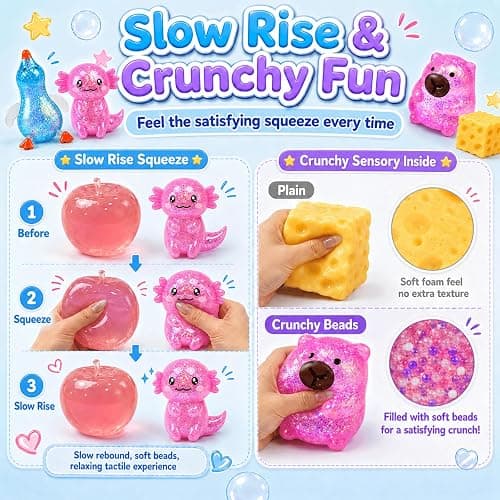 6 Pack Squishy Sugar Cheese Rising Slow Toys Crunchy Rise Set Box Food Sand Foam Cute Filled Shaped Stress Relief of Mini Animals Ball Bulk Swaps Duck Apple Peanut thumbnail 5
