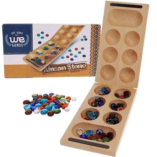 WE Games Solid Wood Folding Mancala Board Game - 18 in., Travel Games for Adults, Home Decor, Living Room Decor, Birthday Gifts, Table Games - Image 1