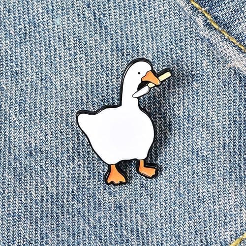 ROSTIVO Silly Goose Enamel Pin Funny Knife Goose Cute Cartoon Lapel Pin | Cute mischievous silly goose enamel pin with knife, funny meme lapel pin, jacket hat backpack accessory gift for teens thumbnail 3