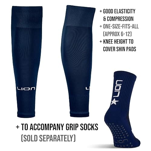LION SPORTSWEAR Football Sock Sleeves To Accompany Grip Socks - Fits Over Calf/Shin Pads - Variety Of Colors To Match Your Team Kit thumbnail 3
