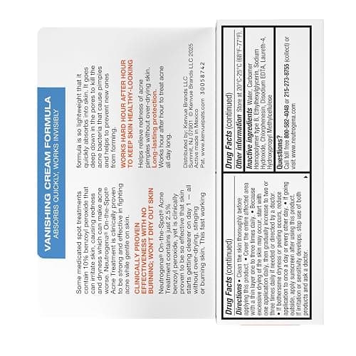 Neutrogena On-The-Spot Acne Spot Treatment Cream, 0.75 oz | 2.5% Benzoyl Peroxide, Gentle Blemish Medicine, Acne-Prone Skin, Vanishing Formula, Clinically Proven Day-1 Results thumbnail 9