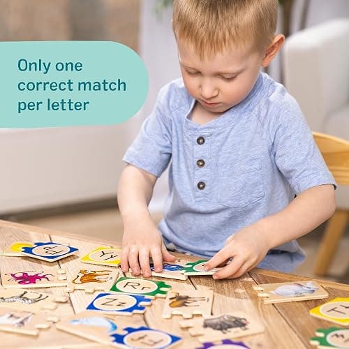 Melissa & Doug Self-Correcting Alphabet Puzzle (52 pcs) with Toy Storage Box, Wooden ABC Puzzles for Toddlers & Preschoolers, Montessori Learning Toys for Girls & Boys 4+ thumbnail 3