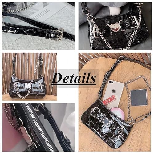 FONETTOS Punk Bag, Sourpuss Gothic Tote Purse Y2K Cool Style Trendy Women Shoulder Bags Rock Fashion Girls Handbag thumbnail 7