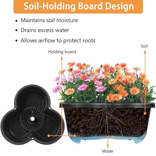 VECELO 5 Tier Vertical Garden Planter, Self Watering Stackable Planters with Wheels for Strawberries, Herbs, Flowers, Vegetables, Black thumbnail 4