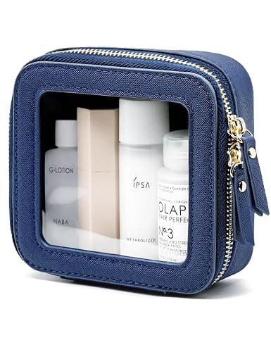 Popvibe Clear Makeup Bag Travel Cosmetic Case Transparent Toiletry Bag with Zipper, Portable Make Up Organizer Traveling Compact Car Bag for Essentials - Image 1