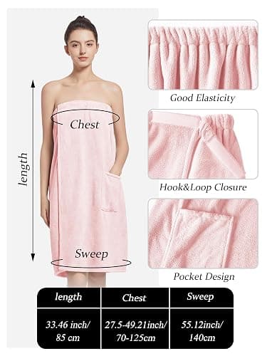 Women'S Soft Wrap Towel Full Length，Bath Robe After Shower Female Plush Long，Spa Bathrobes Lightweight With Pockets thumbnail 3