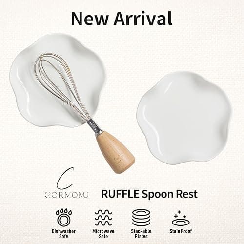 2 pcs Repose Cuillère Cuisine en Céramique,Support pour Ustensiles de Cuisine,Porte-Cuillère pour Spatules,Pinces,Cuillères à Café ou Ustensiles,Design Moderne pour Cuisinière et Comptoir (Blanc,13cm) thumbnail 3