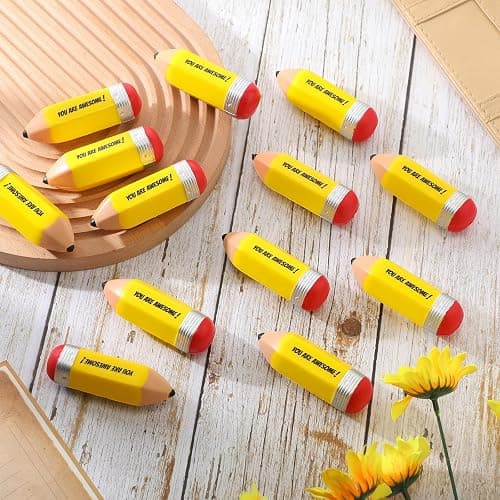 Jenaai 50 Pcs Motivational Pencil Stress Balls for Teacher You are Awesome Squeeze Balls Funny Mini Stress Relief Toy for Teacher Coworkers Employee Prizes Reward thumbnail 5
