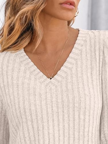 Womens V Neck Long Sleeve Shirt Fall Fashion Tops Tunic Dressy Casual Sweater Clothes Cute Trendy Work Outfits 2025 thumbnail 8