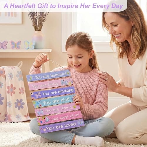 FIOBEE Girls Room Decor LED Light Wood Wall Motivational Sign Art for Kids | Bedroom Wall Art Decor, Inspirational Sayings, 8 Modes Glowing Lightup, Princess Posters, Studyroom Decoration thumbnail 6