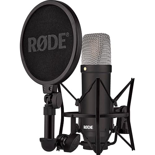 Rode NT1 Signature Series Black Recording Bundle with Focusrite Scarlett Solo Interface, StreamEye Cans50 Headphones, and On-Stage MS7701B Floor Stand — 4 dBA Self-Noise, 48V Phantom Power, Air Mode thumbnail 2