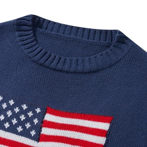Caziffer Women American Flag Sweater Vintage Crewneck Jumper Top USA Knit Pullover Sweatshirt Preppy Striped Sweater thumbnail 5