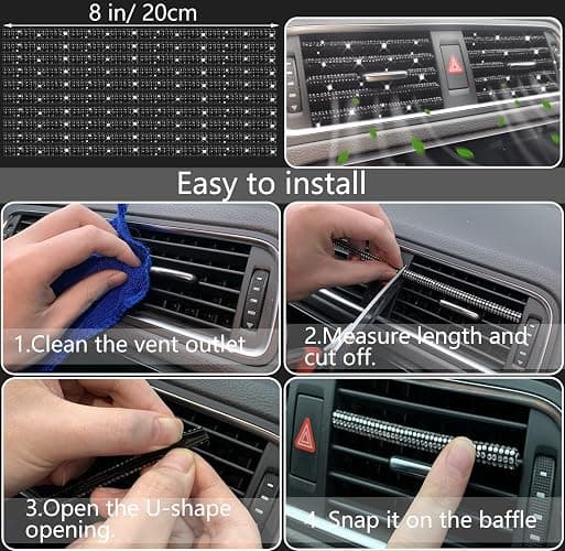NBTEPEM 27 PCs Black Bling Car Accessories Set for Women, Steering Wheel Covers Universal Fit 15 Inch, Bling License Plate Frame, Bling Phone Holder, Bling Car Coasters (Black Diamond) thumbnail 6
