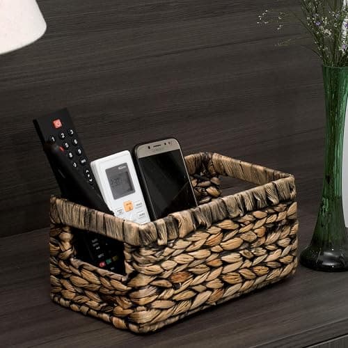 CENBOSS Wicker Baskets (Small, Black Wash, 1 PC) Rattan Storage Baskets for Shelves, Woven Seagrass Holder - Black Wash - Small thumbnail 2