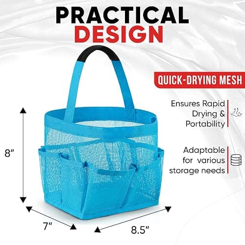 Masirs Mesh Shower Caddy – 9 Pocket Portable Shower Tote Bag for College Dorm Room Essentials, Quick-Dry Bathroom Organizer for Travel, Gym, Camping, Beach – Lightweight Collapsible Blue thumbnail 2