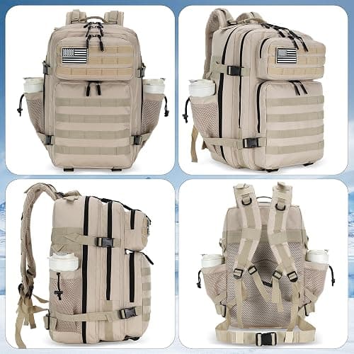 Lovelinks21 45L Tactical Assault Backpack 3 day assault pack with Molle Waterproof backpack Rucksack for Tactical Backpacks (Light Khaki) thumbnail 3